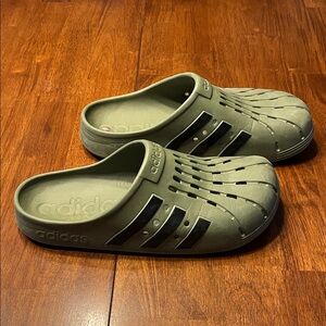 Adidas Olive Slide Clogs - Like New!